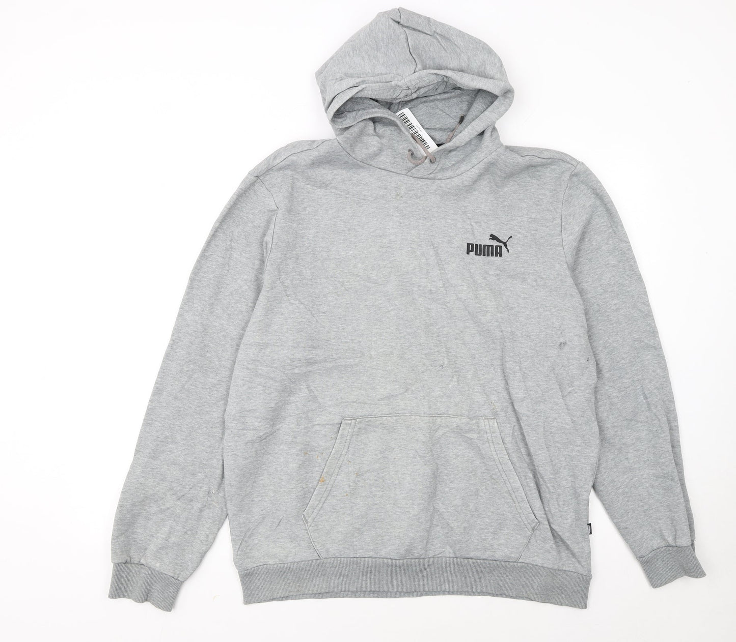 Puma Mens Grey Pullover Hoodie L Lightweight Cotton Blend