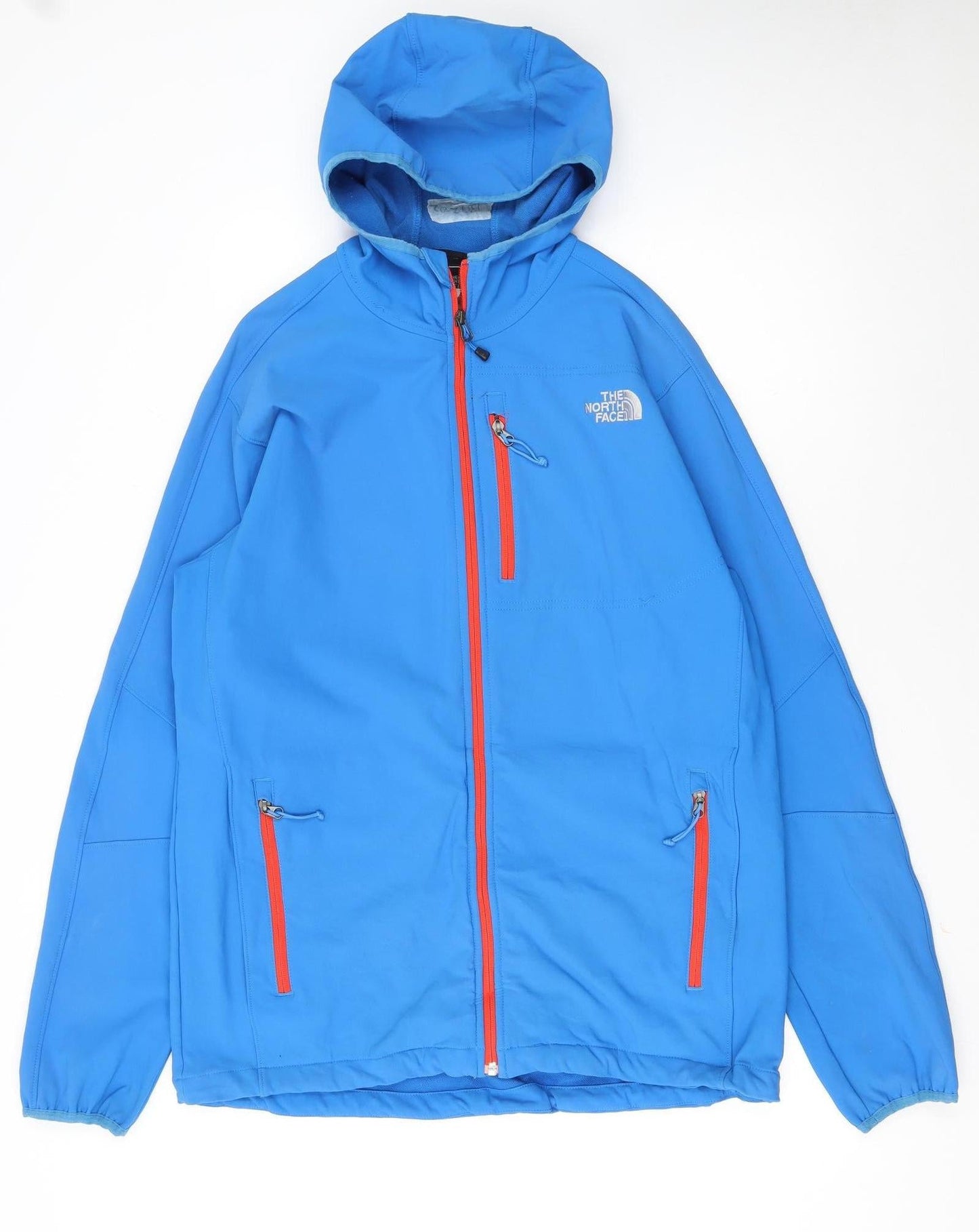 The North Face Men's Blue Softshell Hooded Jacket Size L Outdoor Waterproof