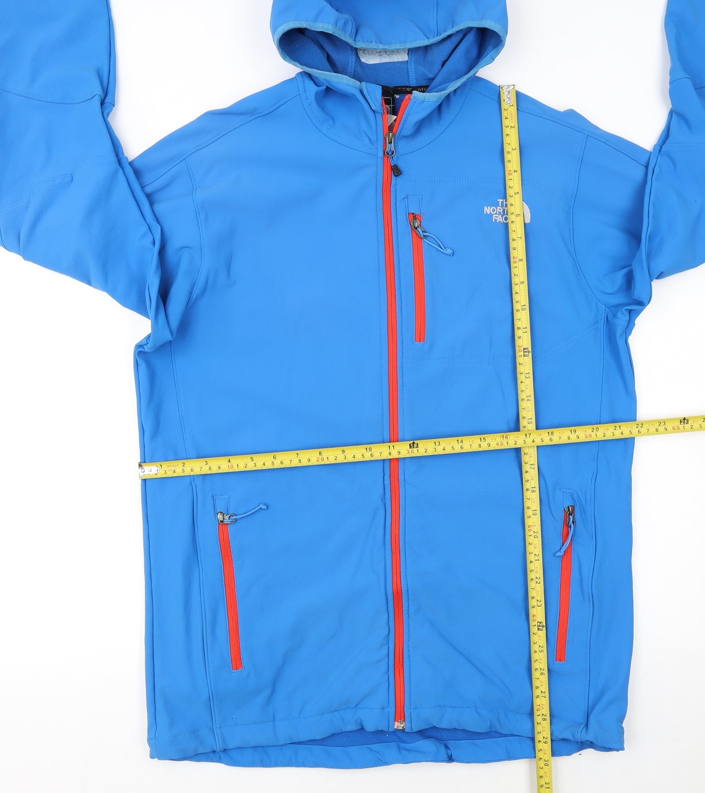 The North Face Men's Blue Softshell Hooded Jacket Size L Outdoor Waterproof