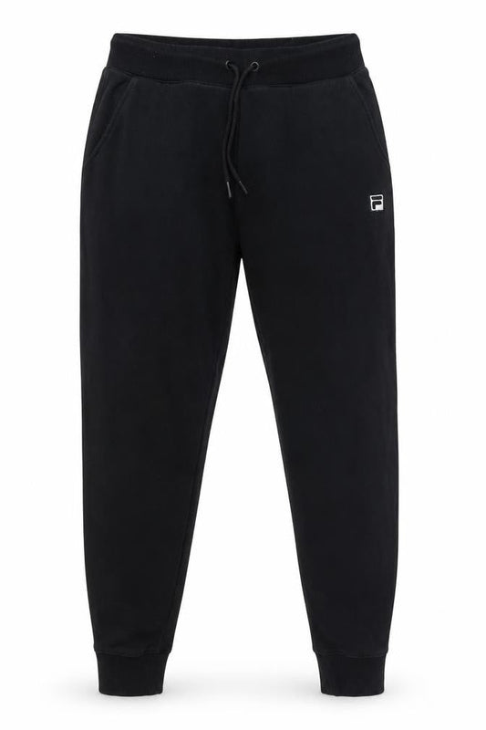 Front view of Fila Men's Black Jogger Trousers, size M, Cotton Blend Fleece