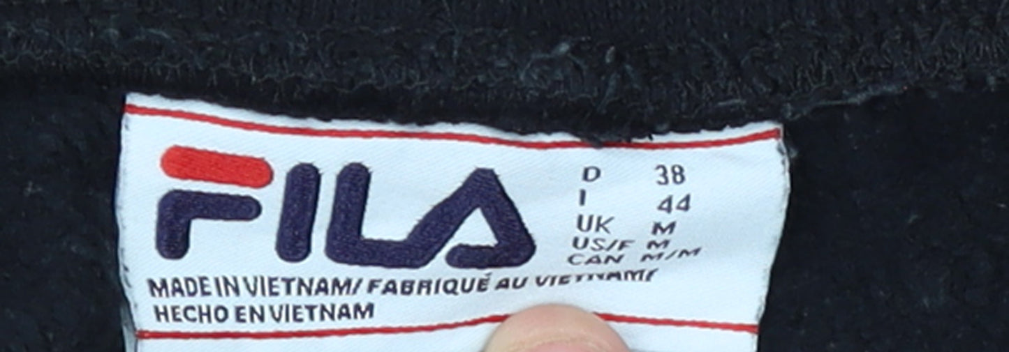 FILA Men's Black Jogger Trousers Size M Cotton Blend Fleece
