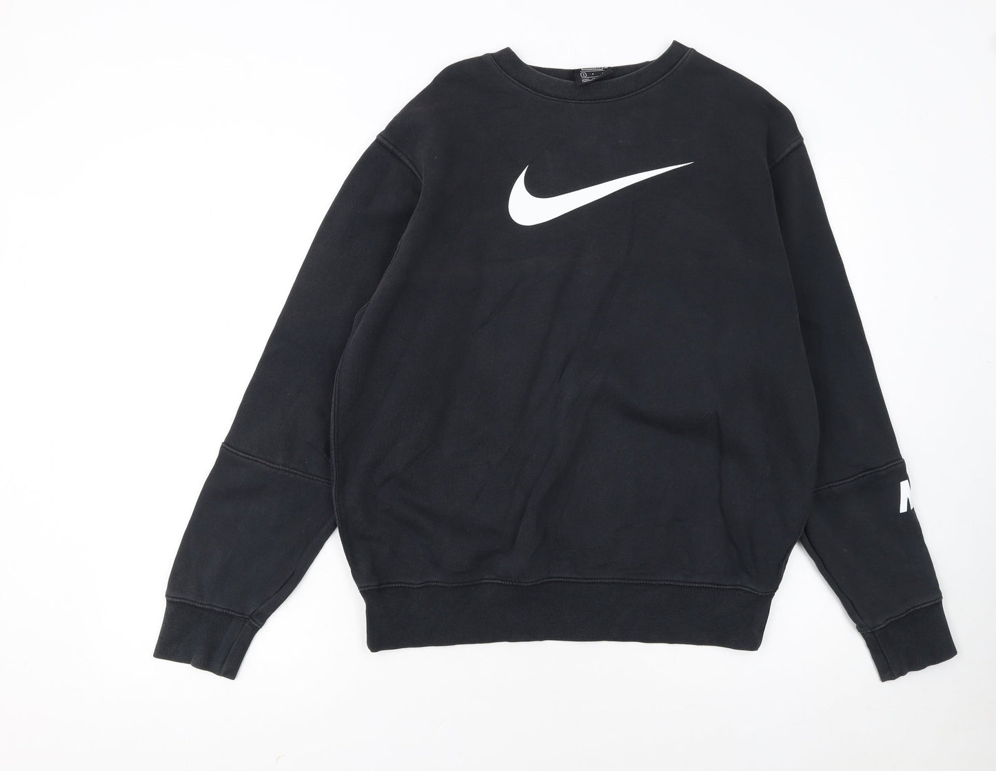 Nike Women Black Small Pullover Sweatshirt Logo Crew Neck Standard Fit