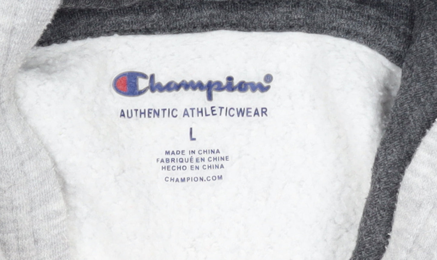 Champion Boys Grey Pullover Hoodie L Fleece Logo Sportswear