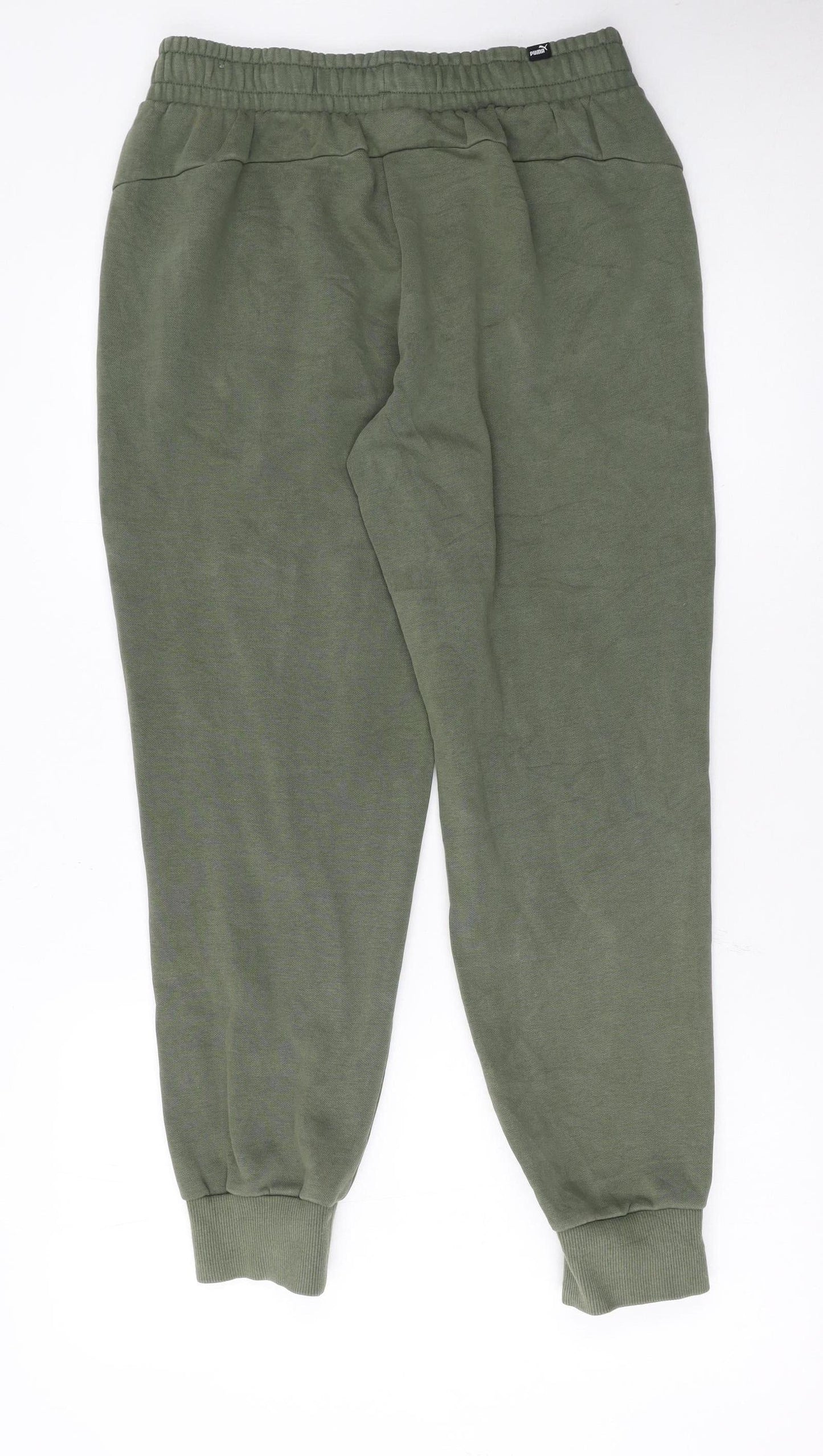 Puma Men's Green Jogger Sweatpants M Casual Fleece Tapered