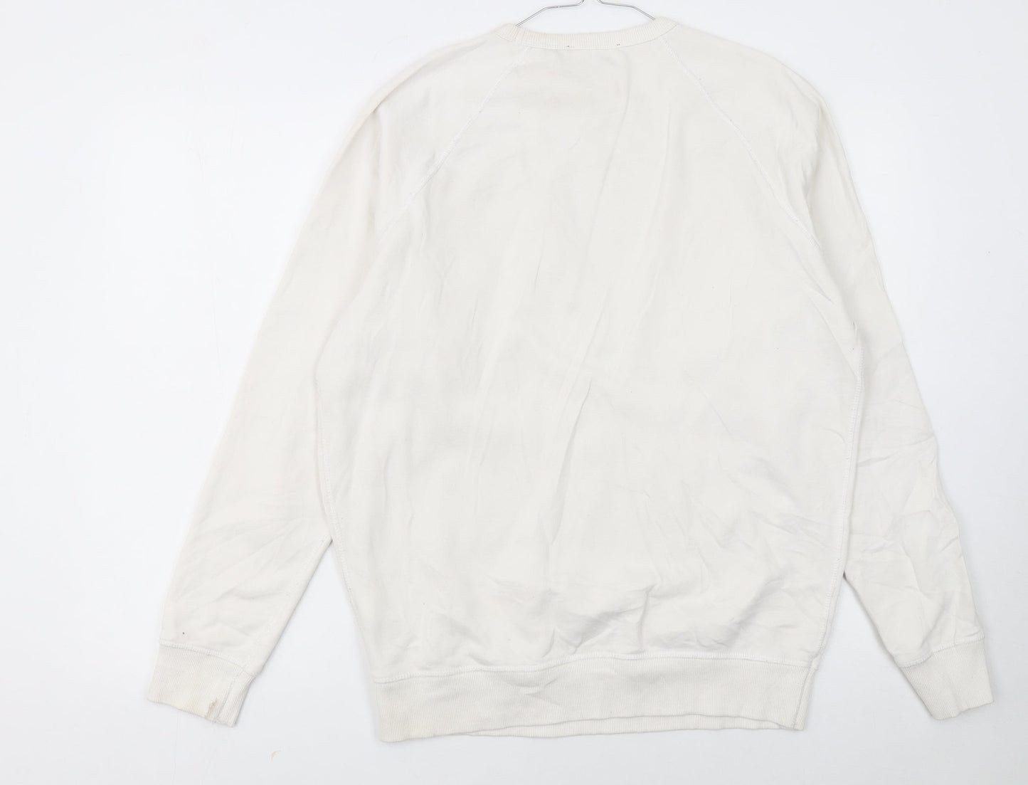 Diesel Men’s White Cotton Logo Pullover Sweatshirt Size L