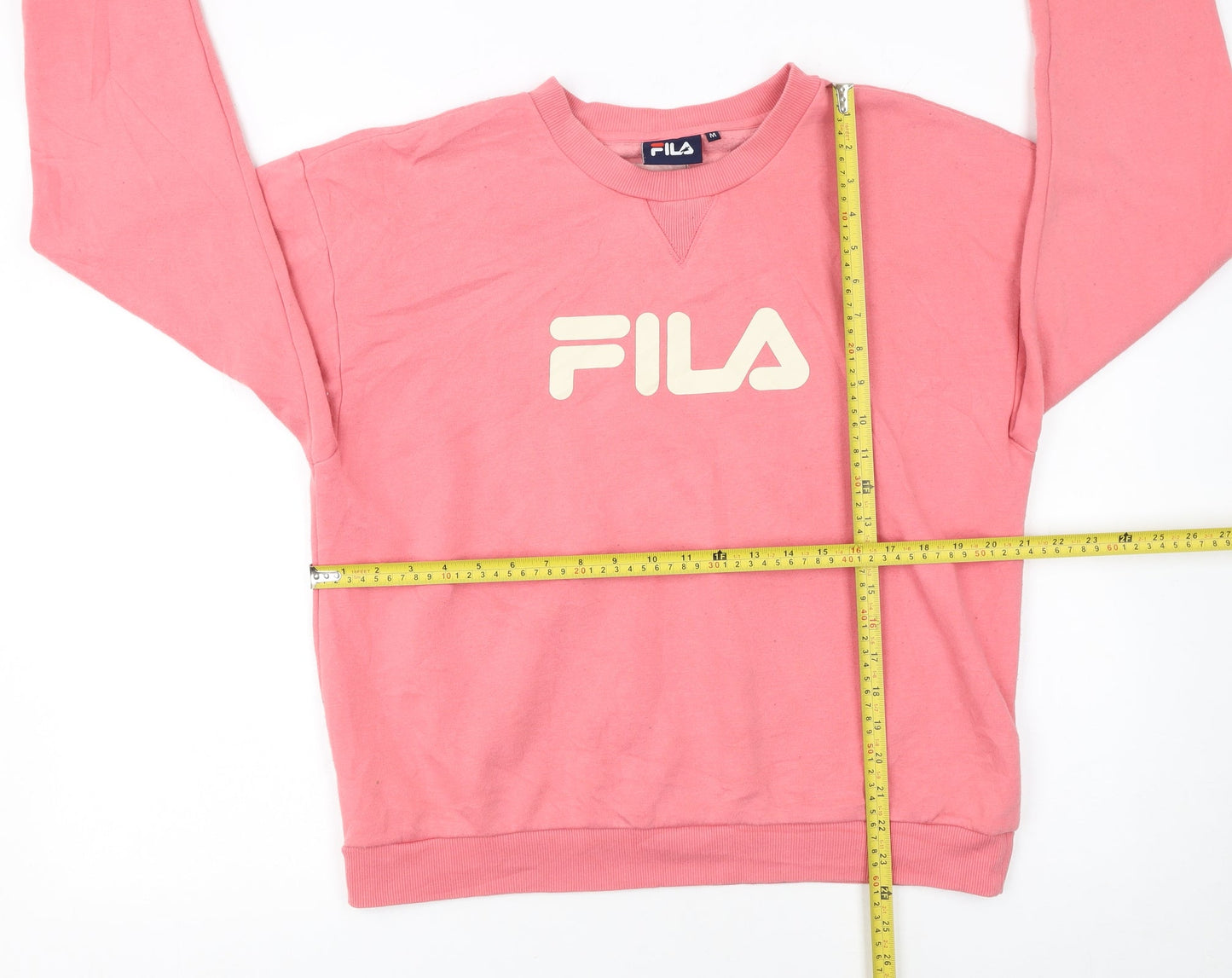 FILA Womens Pink Logo Crew Neck Pullover Sweatshirt M