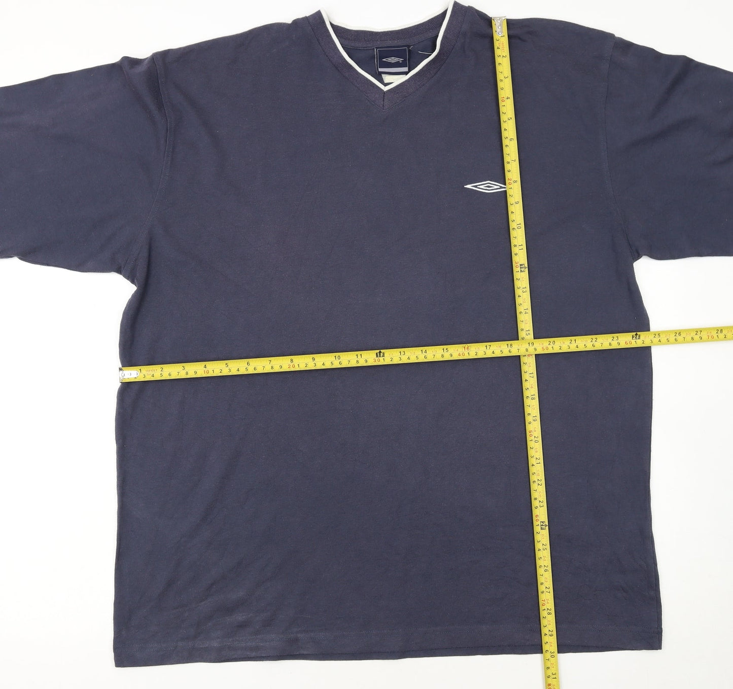 Umbro Men's Navy Blue 2XL V-Neck Short Sleeve Cotton T-Shirt