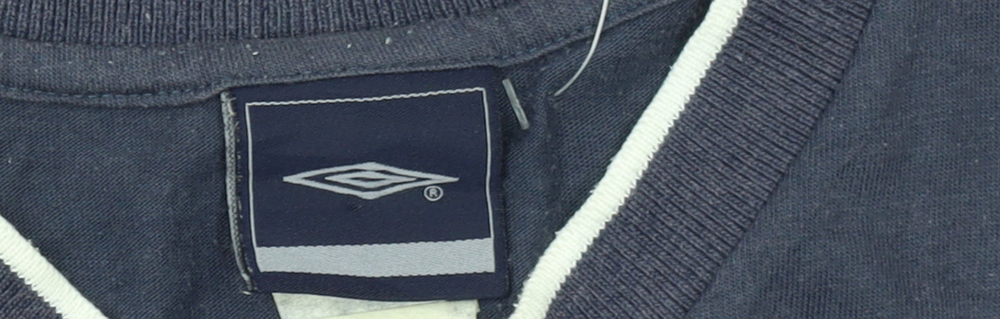 Umbro Men's Navy Blue 2XL V-Neck Short Sleeve Cotton T-Shirt