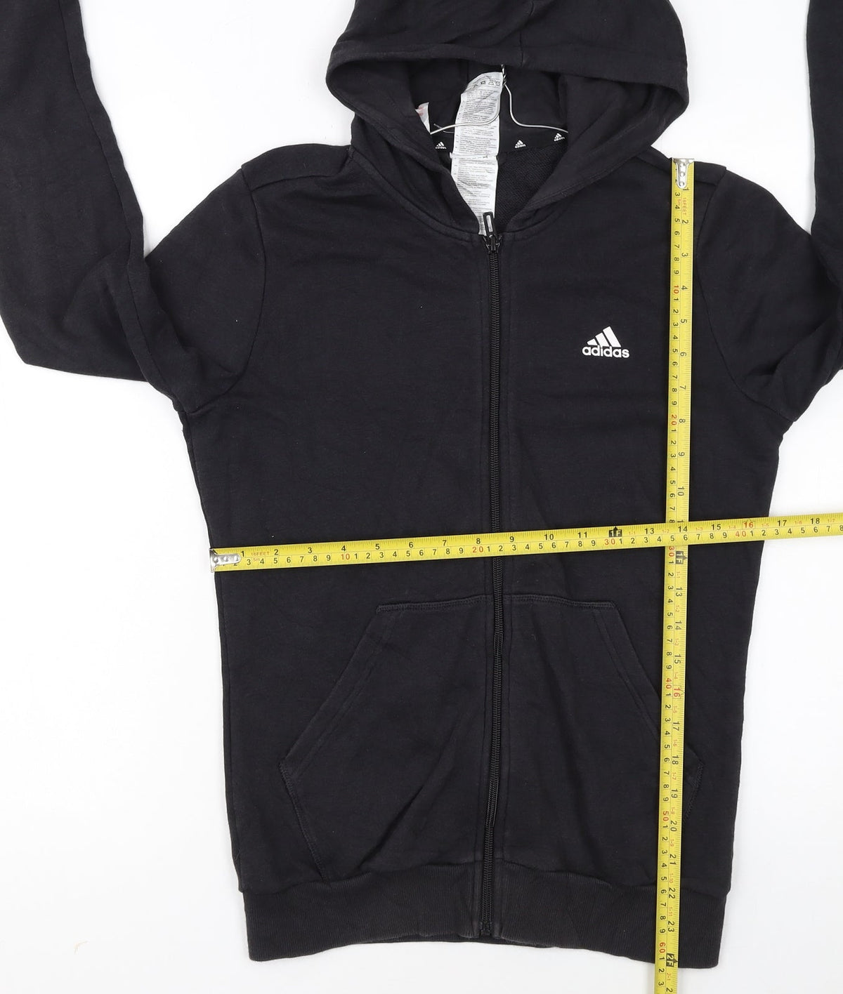 Adidas Girls Black Full Zip Hoodie 14-15 Years Sports Fleece Sweatshirt