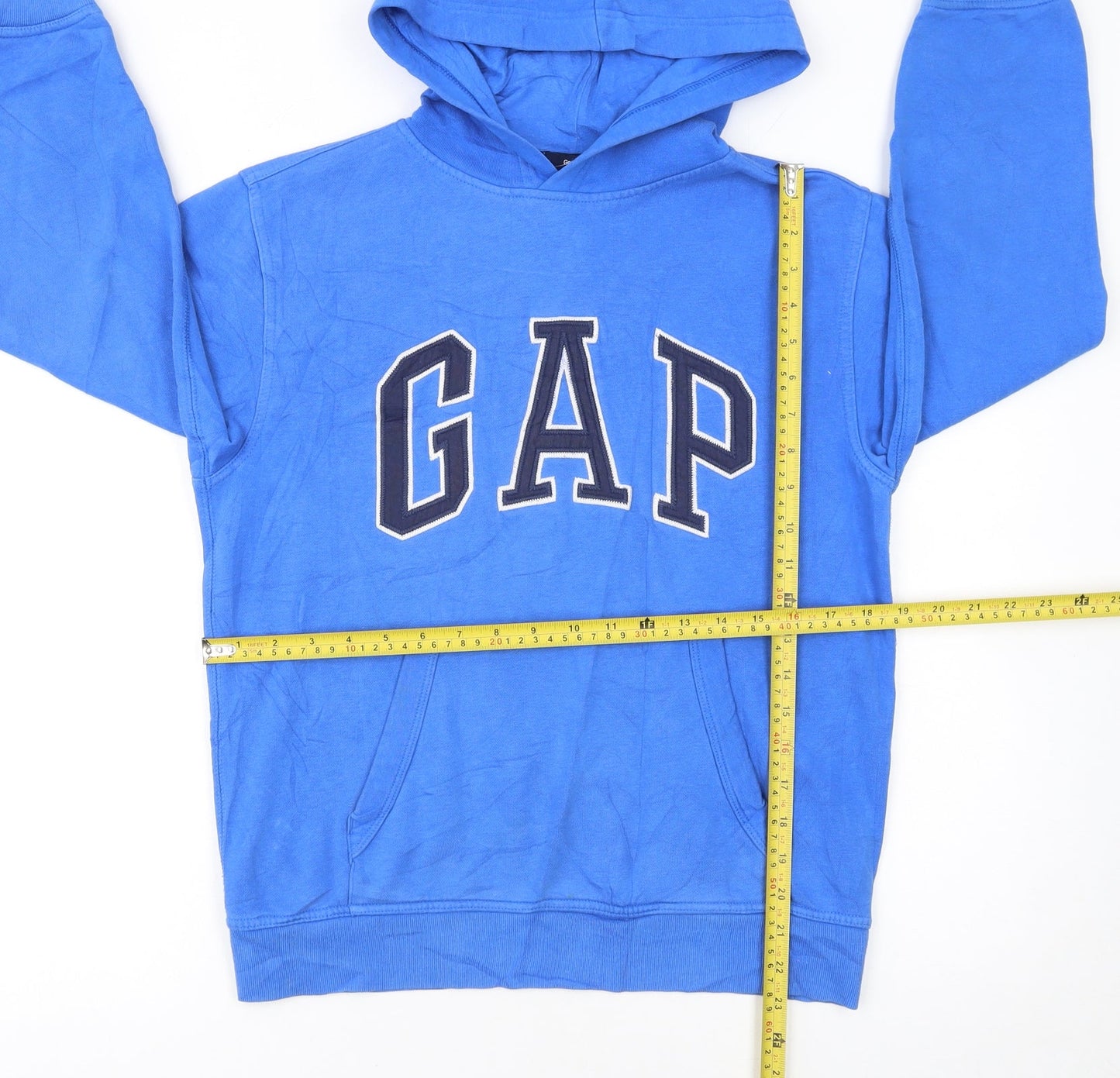 GAP Kids Boys Blue Pullover Hoodie 12 Years Fleece Logo Sweatshirt