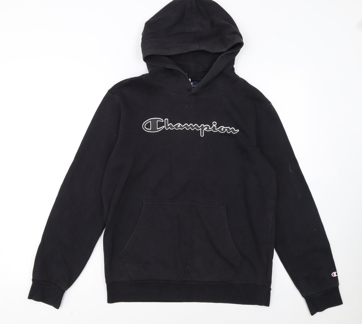 Champion Boys Black Hoodie XL 13-14 Years Pullover Fleece Logo Sweatshirt