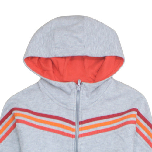 adidas Boys Grey Full Zip Hoodie 15-16Y Sports Fleece Sweatshirt