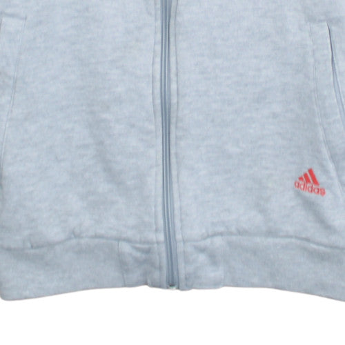 adidas Boys Grey Full Zip Hoodie 15-16Y Sports Fleece Sweatshirt
