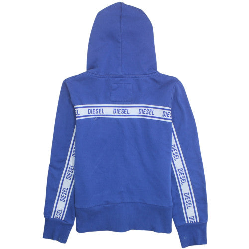 Diesel Women Blue Full Zip Hoodie L Cotton Blend Casual Sweatshirt