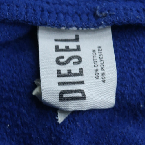 Diesel Women Blue Full Zip Hoodie L Cotton Blend Casual Sweatshirt
