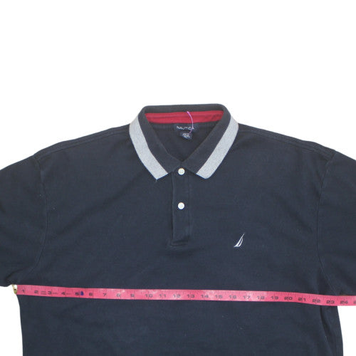 Nautica Men's Black XL Polo Shirt 100% Cotton Short Sleeve