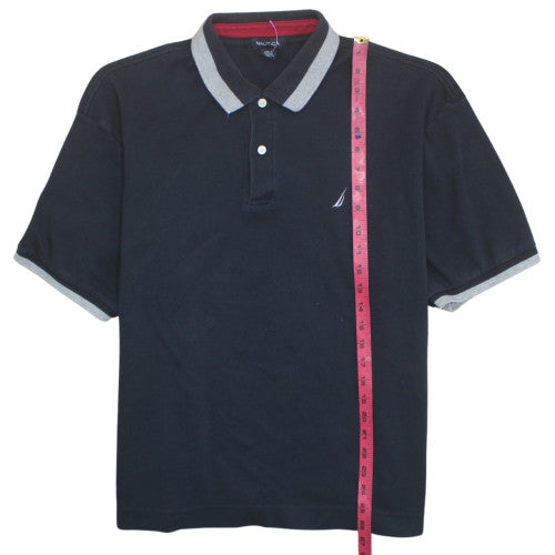 Nautica Men's Black XL Polo Shirt 100% Cotton Short Sleeve