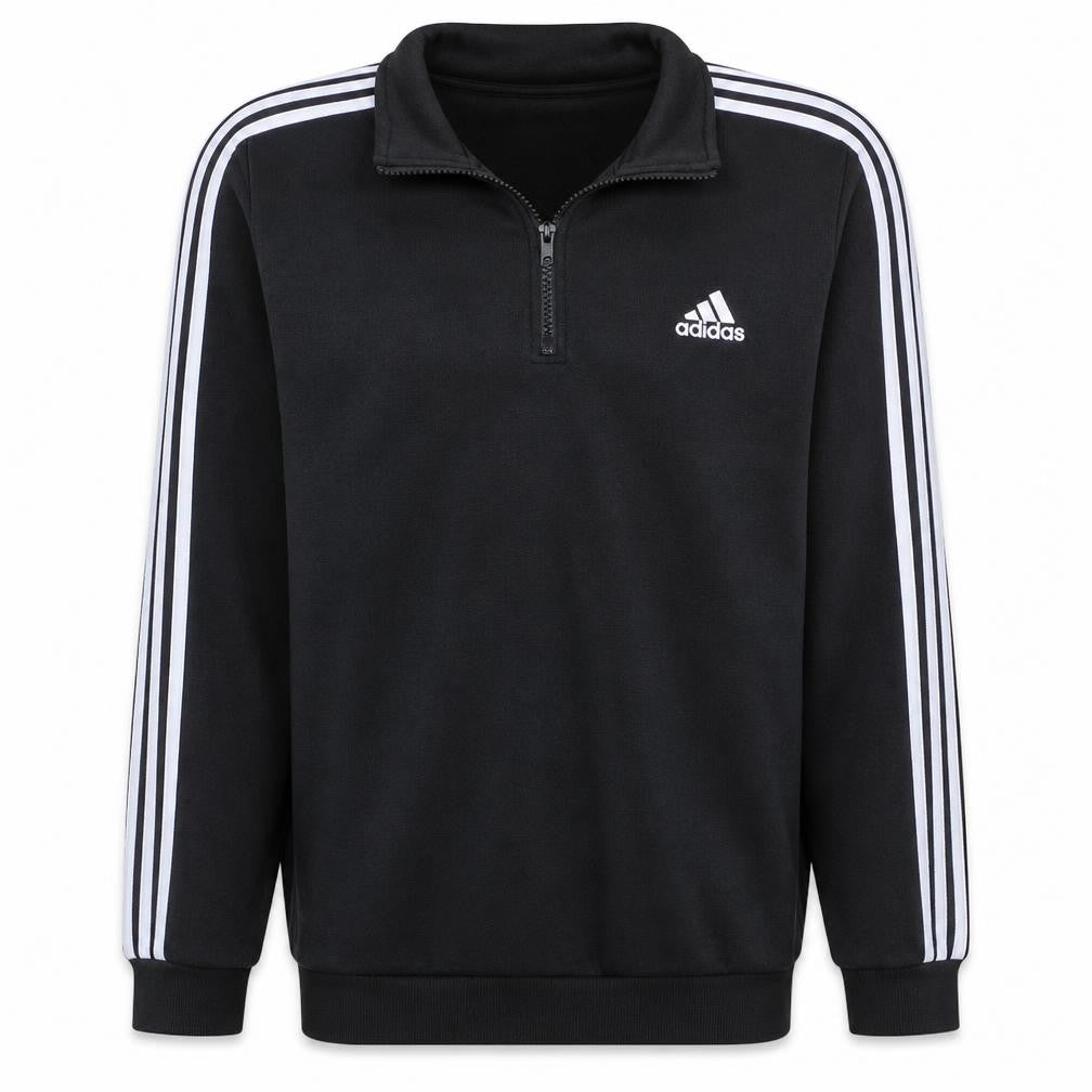 Adidas Men's Black XL 1/4 Zip Pullover Sweatshirt with Embroidered Logo