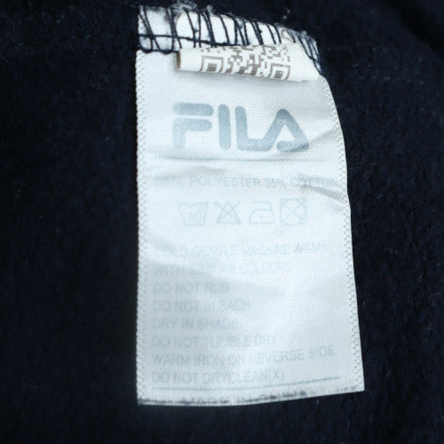 FILA Womens Navy Full Zip Hoodie Medium Cotton Blend Sweatshirt