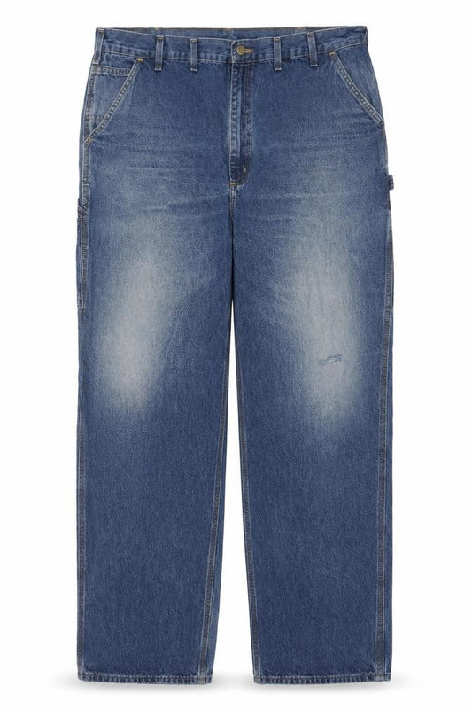 Carhartt Mens Blue Denim Dungaree Fit Work Jeans 44x30 Cotton