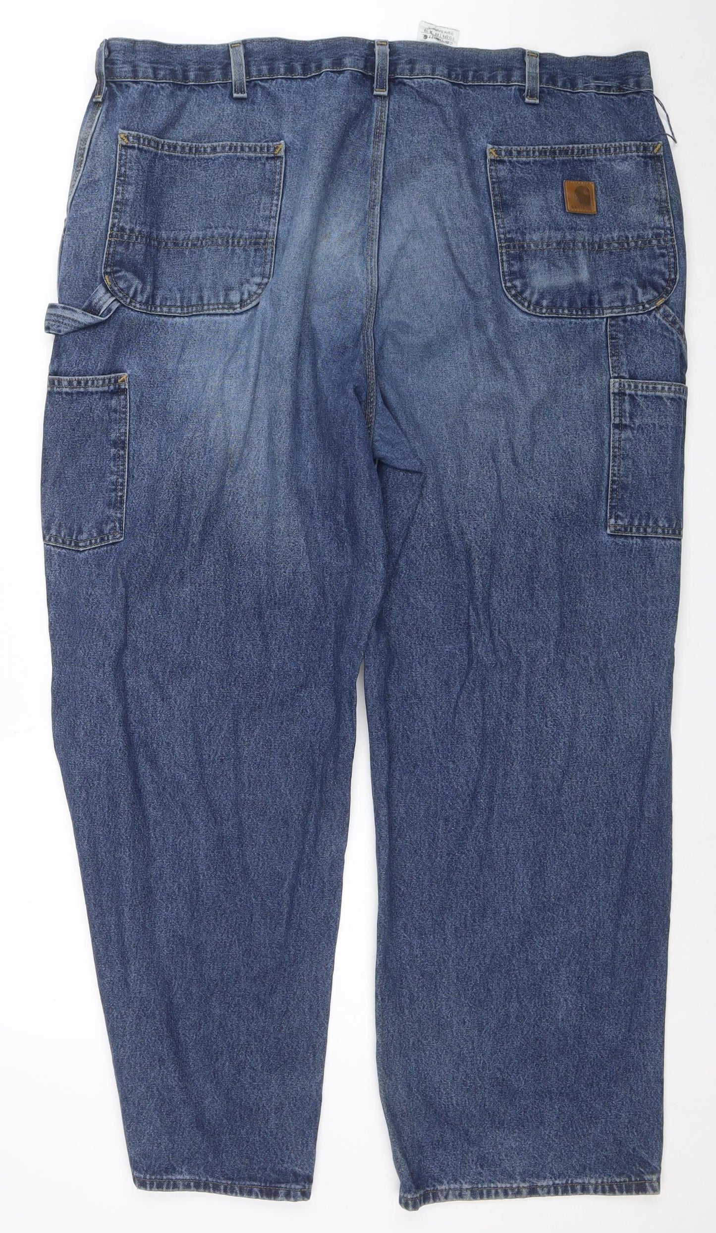Carhartt Mens Blue Denim Dungaree Fit Work Jeans 44x30 Cotton