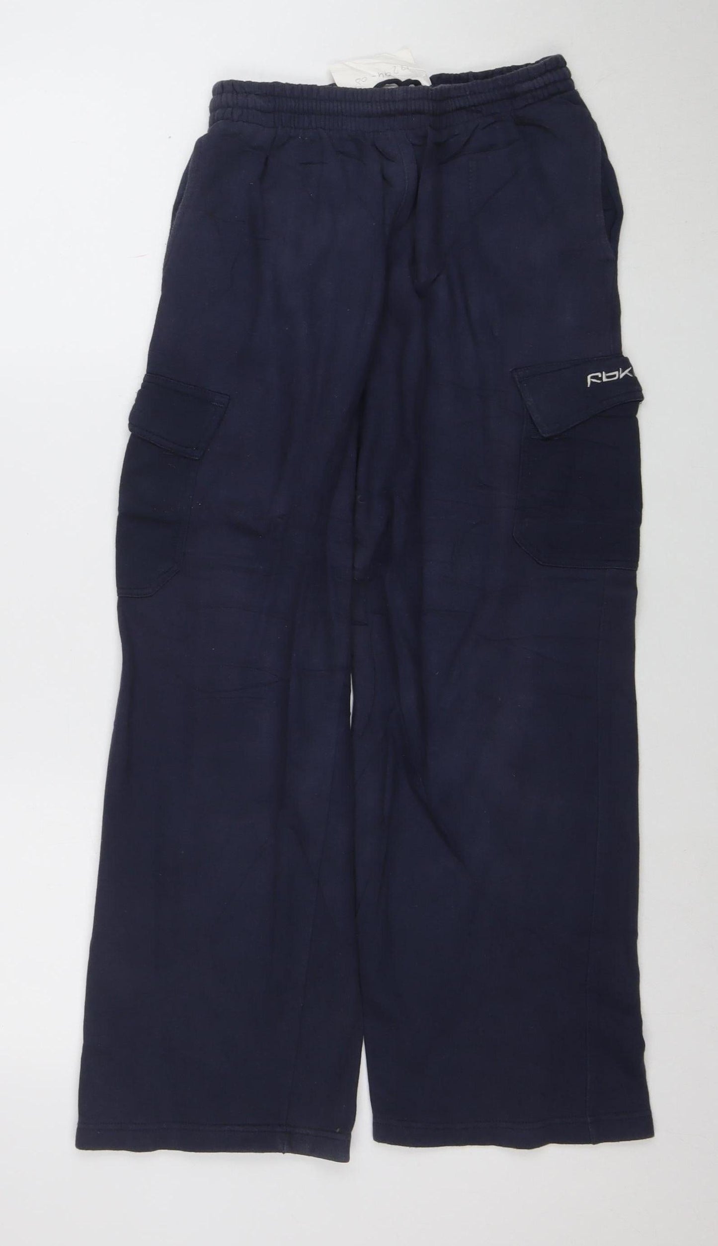 Reebok Boys Blue L Jogger Trousers Cotton Blend Elastic Waist Activewear
