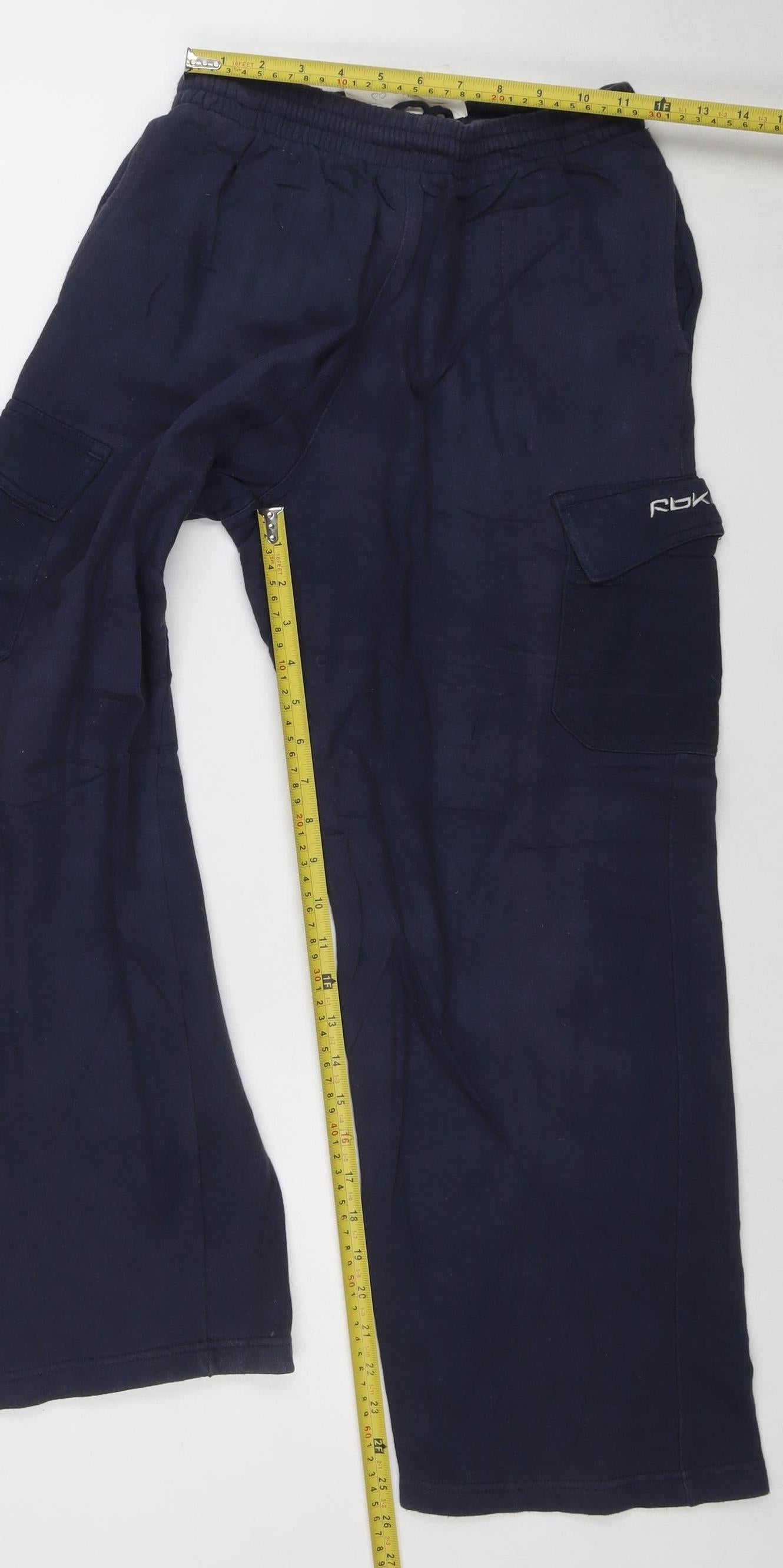 Reebok Boys Blue L Jogger Trousers Cotton Blend Elastic Waist Activewear
