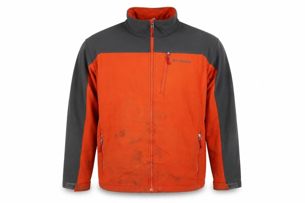 Columbia Mens Orange XL Soft Shell Outdoor Jacket Windproof