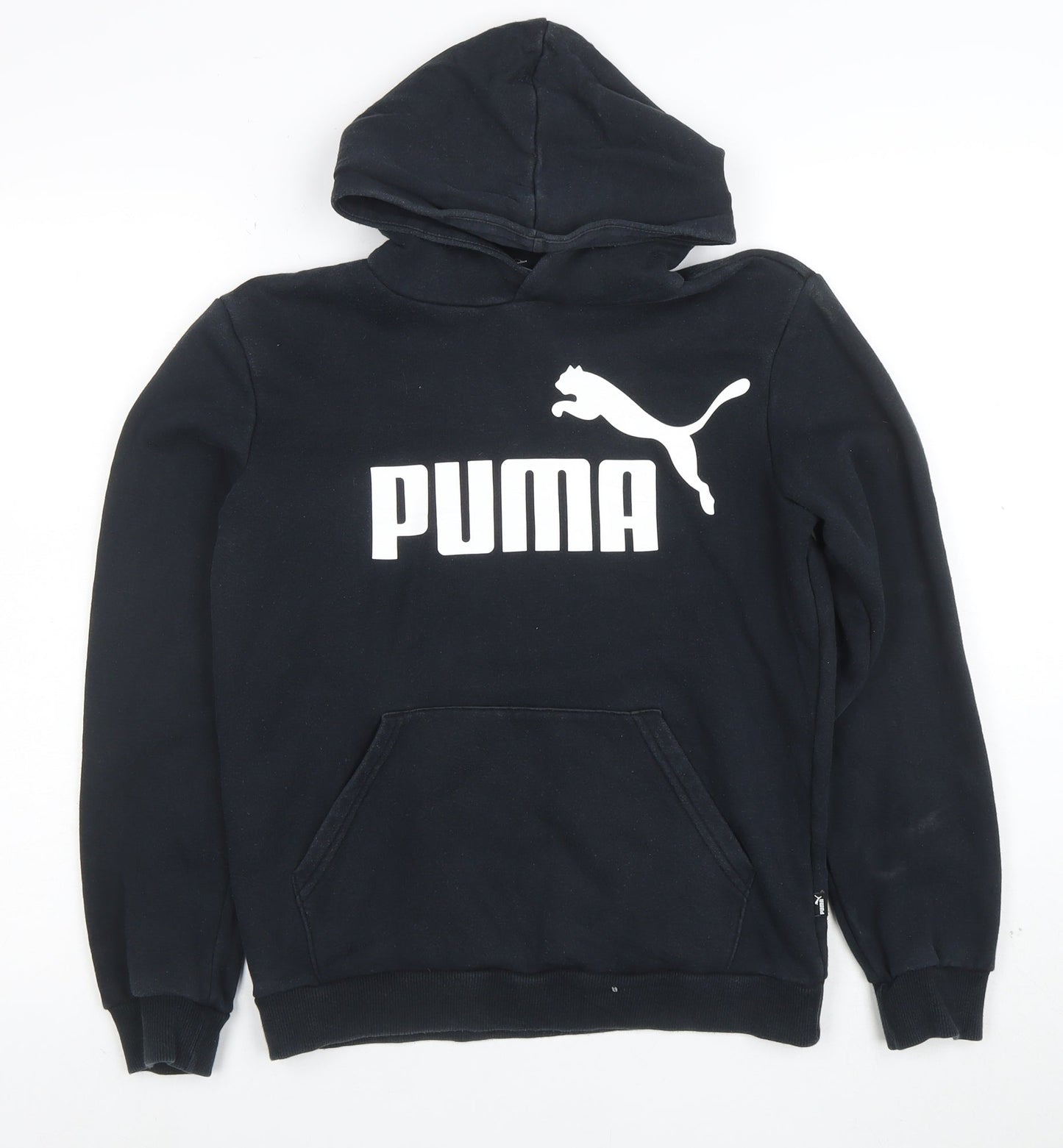 Puma Boys Black Pullover Hoodie XL 16 Cotton Blend Logo Print