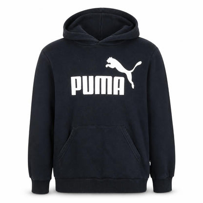 Front view of Puma boys’ black pullover hoodie xl 16 cotton blend logo print