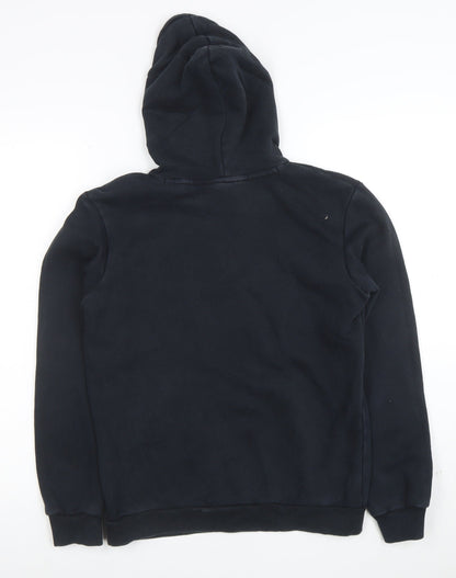 Back view of Puma boys’ black pullover hoodie xl 16 cotton blend logo print