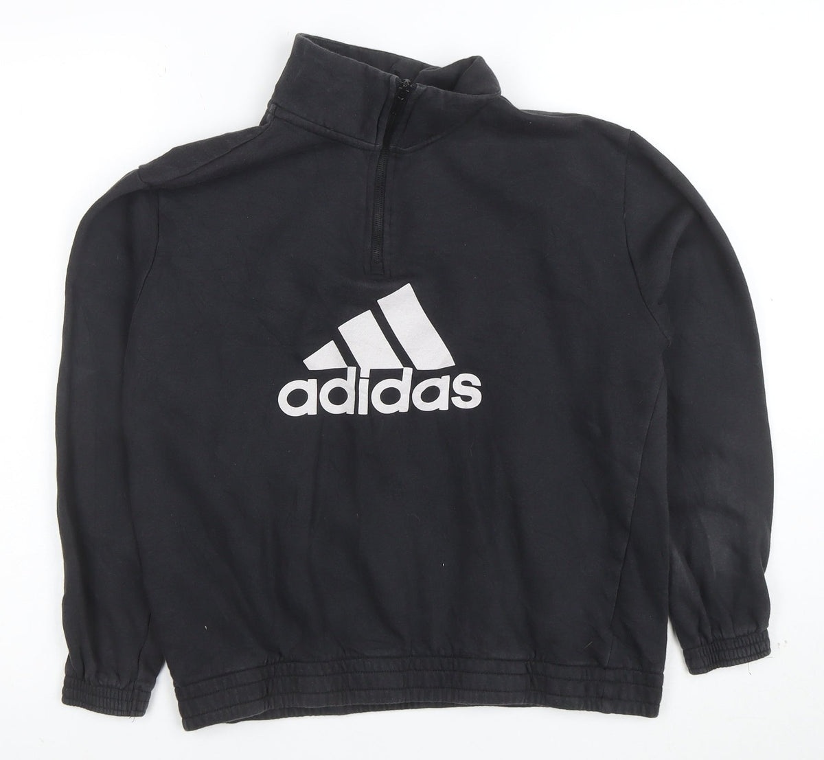 Adidas Girls Black 1/4 Zip Hoodie Size 14 Years Sports Logo Sweatshirt