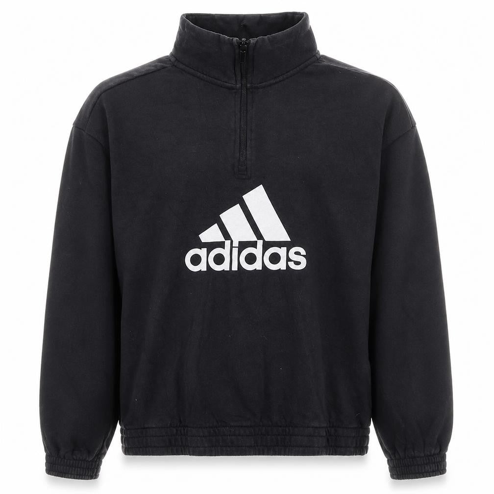 Adidas Girls Black 1/4 Zip Hoodie Size 14 Years Sports Logo Sweatshirt