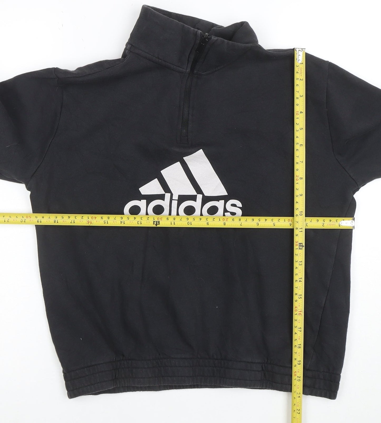 Adidas Girls Black 1/4 Zip Hoodie Size 14 Years Sports Logo Sweatshirt