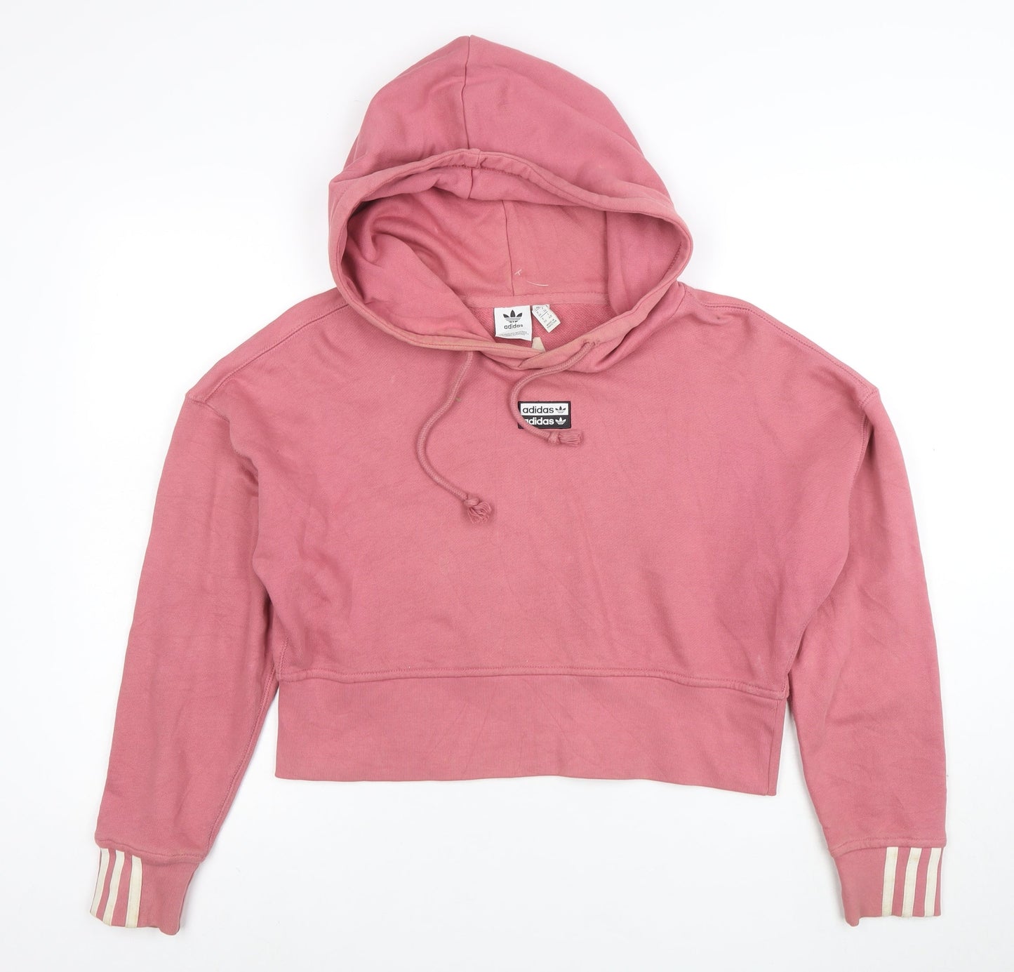 Adidas Women’s Pink Cropped Pullover Hoodie Size 8 Cotton Casual