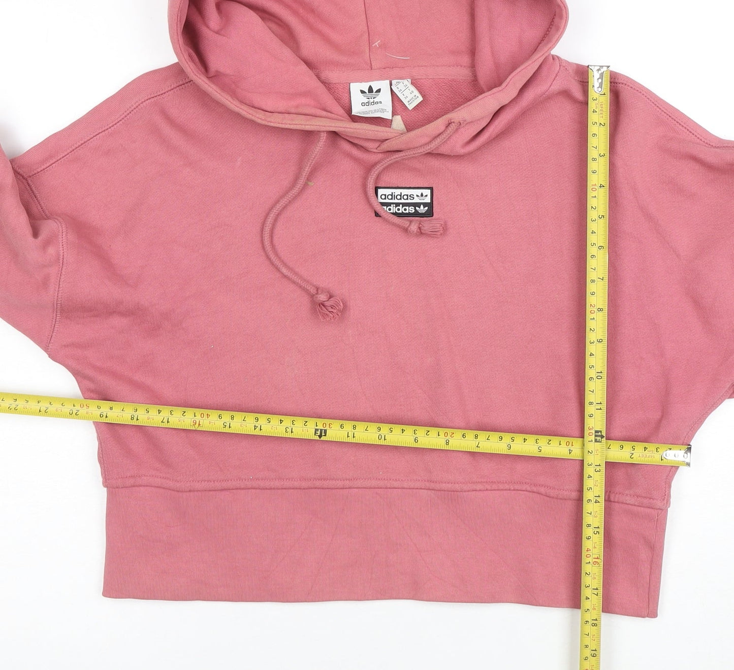 Adidas Women’s Pink Cropped Pullover Hoodie Size 8 Cotton Casual
