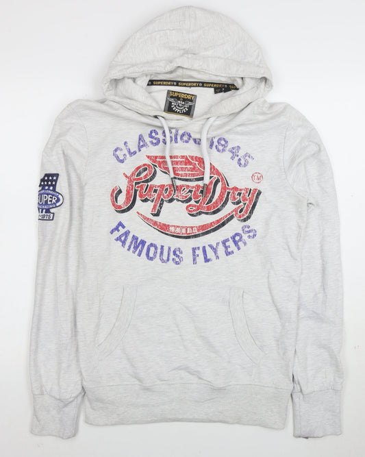 Superdry Men's Grey Pullover Hoodie M Graphic Print Classic Style