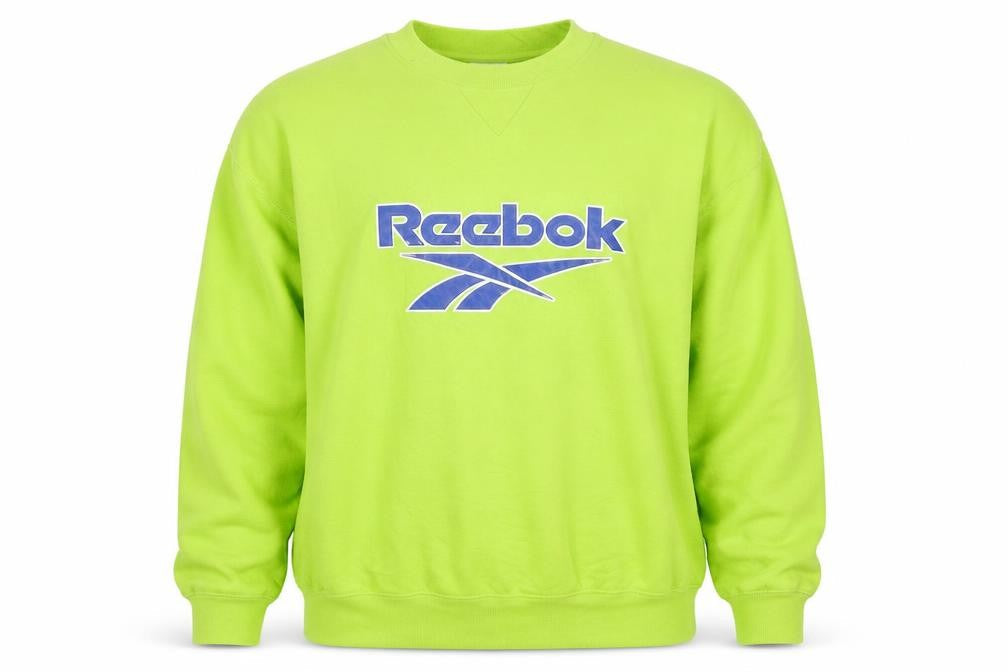Reebok Men's Green Pullover Sweatshirt L Retro Sports Logo