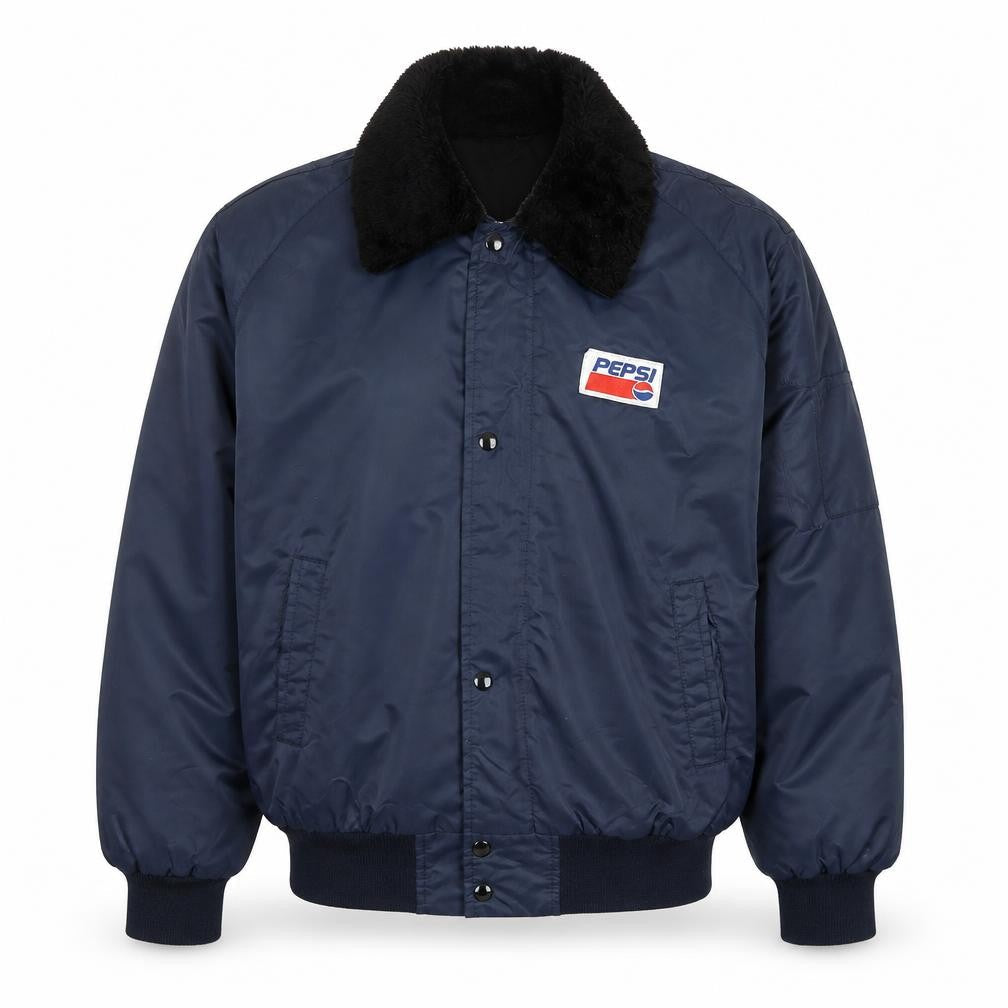 Aero Mode Mens Blue Pepsi Bomber Jacket L Nylon Vintage Workwear