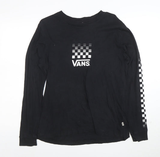 Vans Womens Black Long Sleeve Crew Neck Cotton T-Shirt Size M