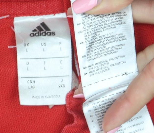Adidas Mens Red Here To Help Polo Shirt Size L Cotton Blend