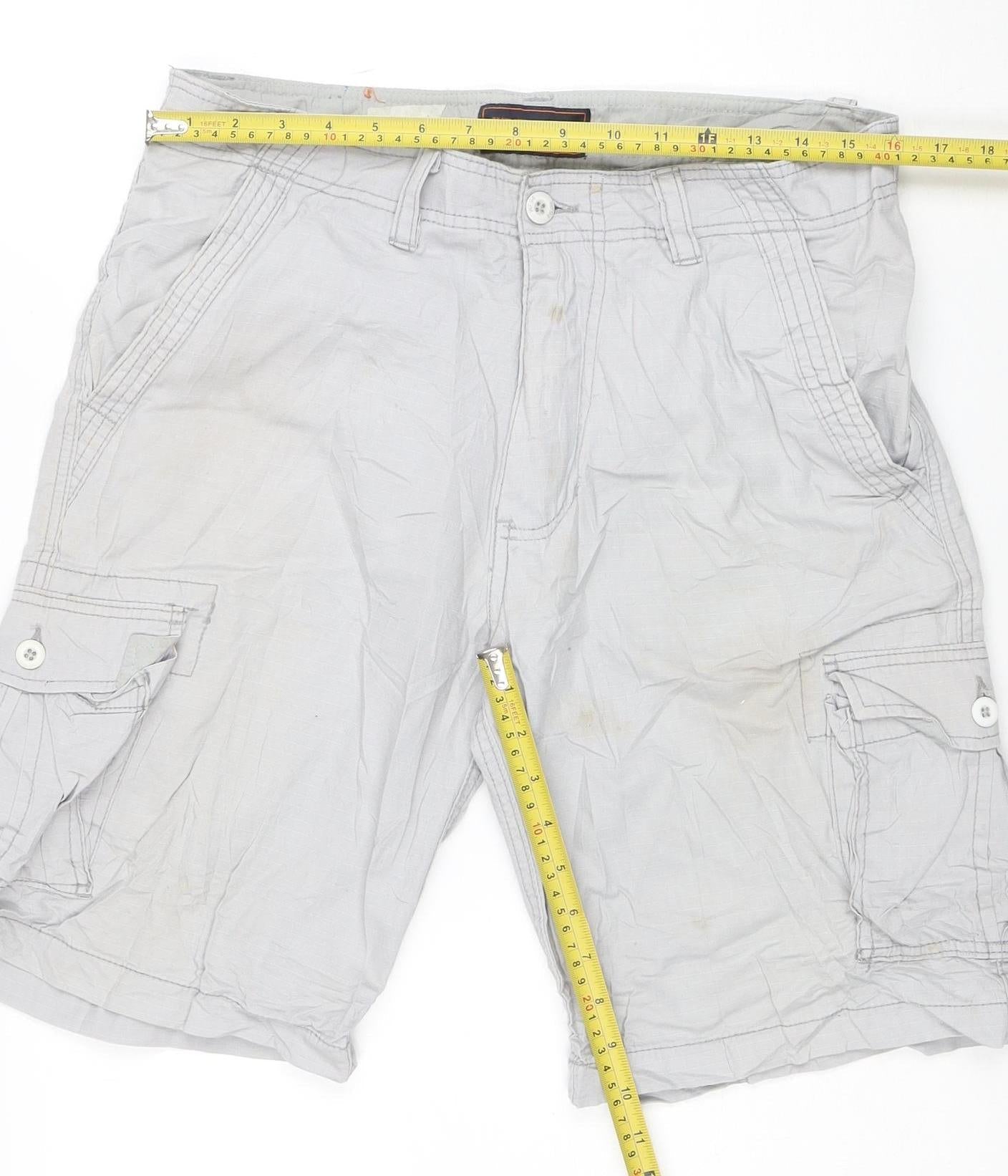 Wear First Men's Grey Cargo Shorts Size 32 Cotton Lightweight Casual