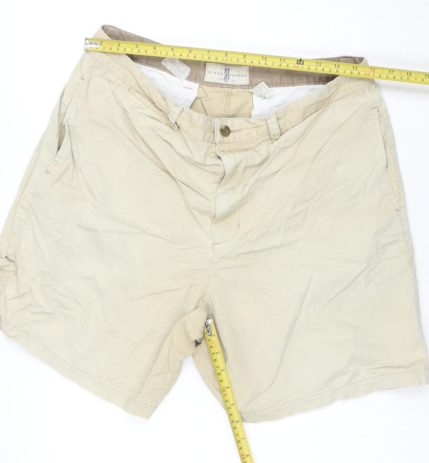 River Trader Men's Beige Chino Shorts Size 38 Regular Fit