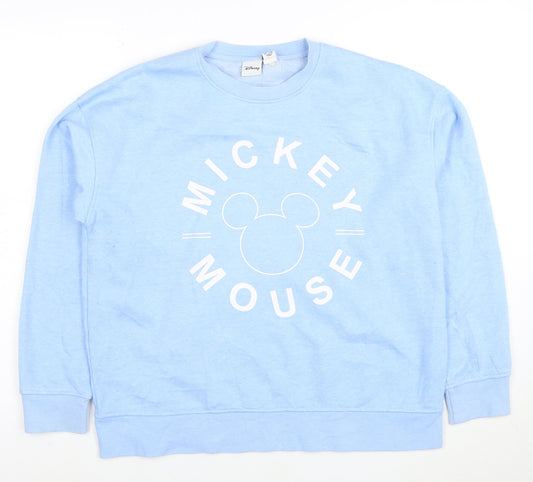 Disney Women Blue Mickey Mouse Crew Neck Sweatshirt Size S
