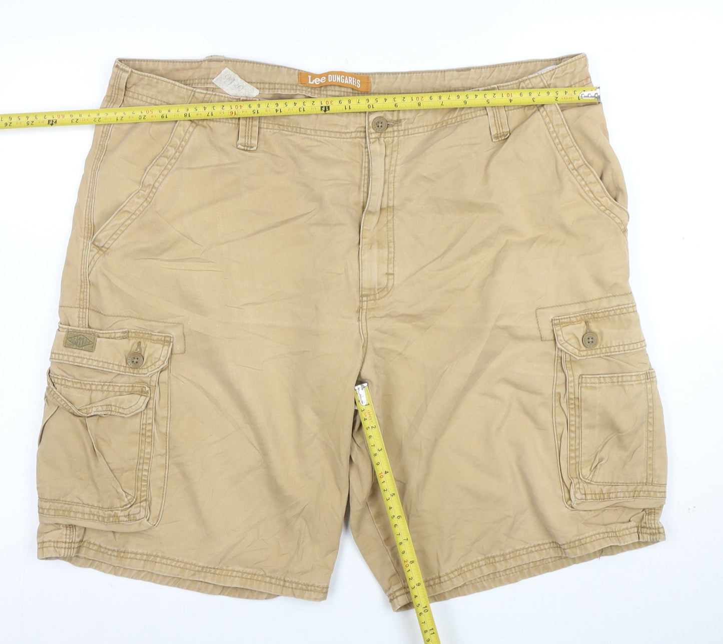 Lee Dungarees Men's Beige Cargo Shorts Size L Cotton Canvas