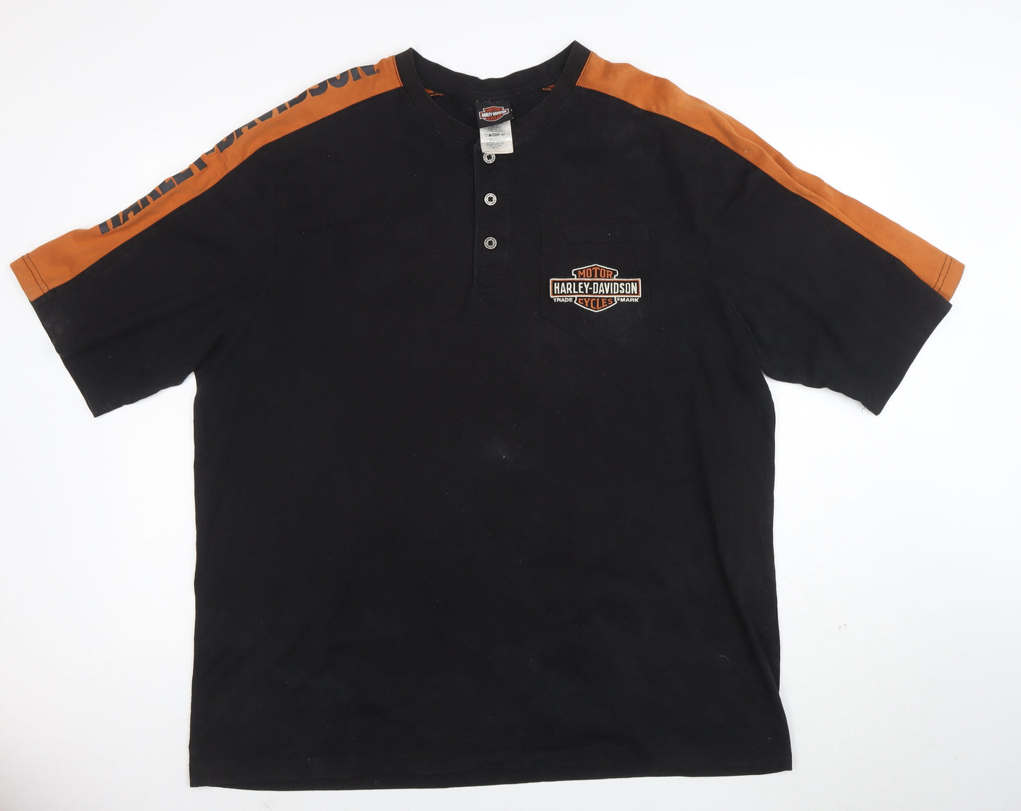 Harley-Davidson Men’s Black 2XL Henley Biker T-Shirt