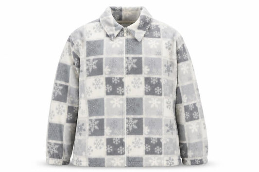 Alfred Dunner Women Grey Snowflake Fleece Zip Jacket M Winter Casual