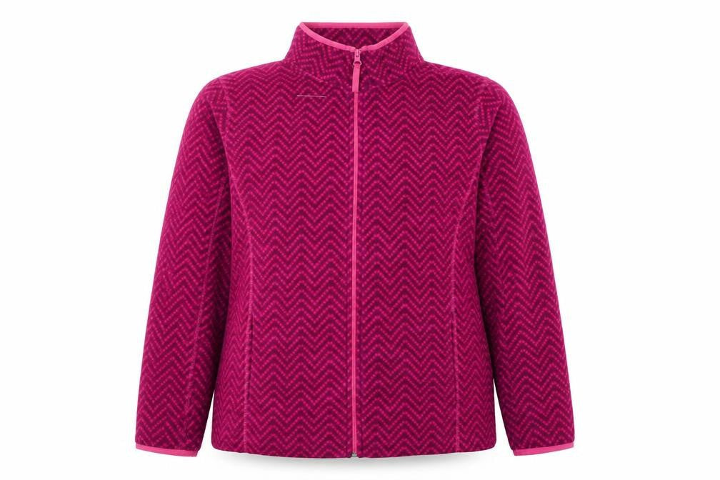 Made For Life Women's Pink Geometric Fleece Jacket 2XL
