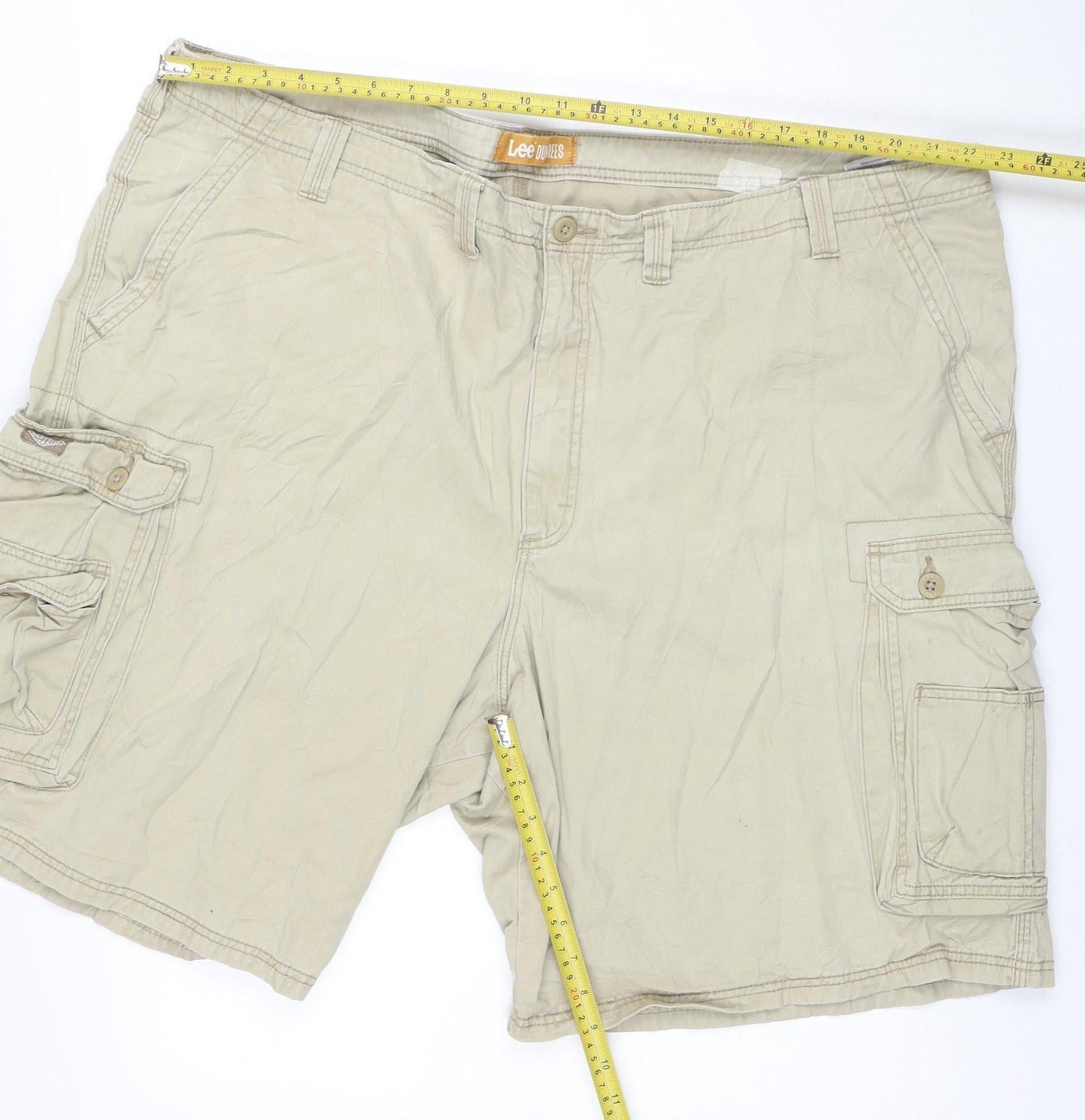 Lee Dungarees Men's Beige Cargo Shorts Size 50 Cotton Casual