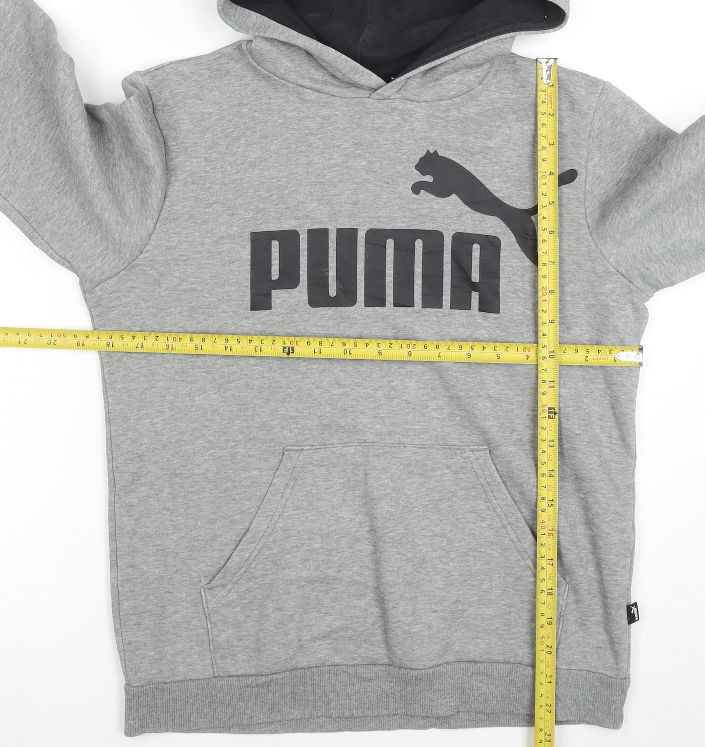 Puma Boys Grey Pullover Hoodie Size 14-15 Years Cotton Blend
